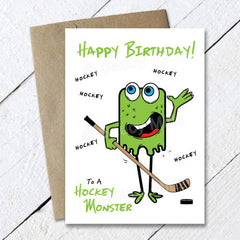 kids hockey birthday card hockey monster