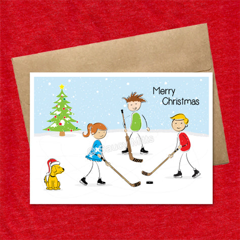 kids hockey christmas card