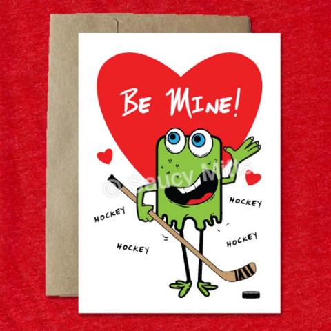 Kids Hockey Monster Valentine Card