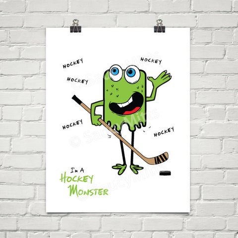 Kids Hockey Monster Poster