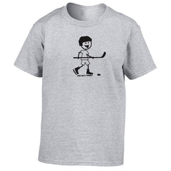 kids hockey shirt cartoon boy heather gray