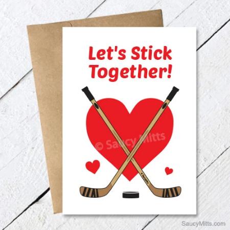 Hockey Valentine's Day Card - Let's Stick Together