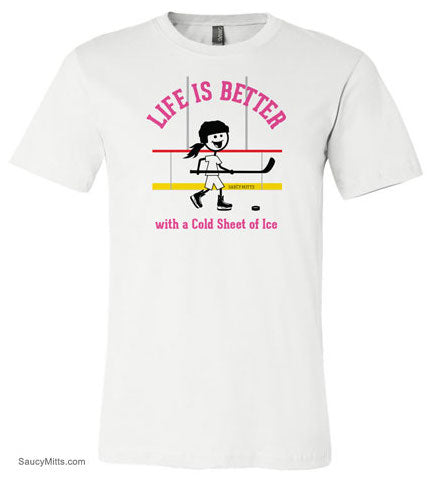 Life is Better Girls Hockey Shirt white