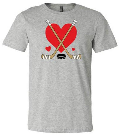 Women's Love Heart Hockey Sticks Shirt