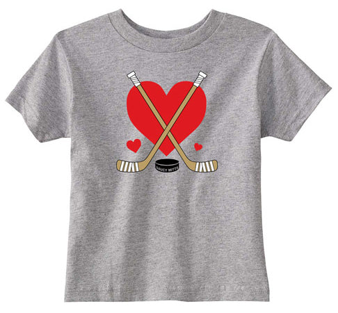 Love Heart Hockey Sticks Toddler Shirt heather gray