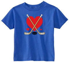 Love Heart Hockey Sticks Toddler Shirt royal blue