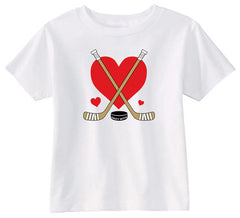 Love Heart Hockey Sticks Toddler Shirt white