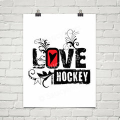 love heart hockey swirl poster print