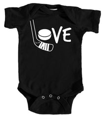 Love Hockey Baby Bodysuit black