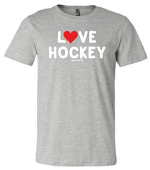 heart love hockey shirt heather gray