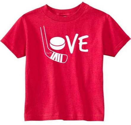 Love Hockey Toddler Shirt red