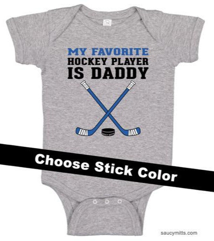 My Favorite Hockey Player Is My Daddy Baby Bodysuit – Cute Infant Romper, 100% Cotton
