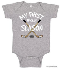 My First Hockey Season Infant Bodysuit heather gray