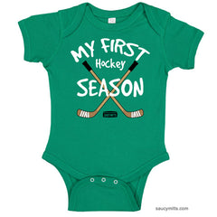 My First Hockey Season Infant Bodysuit kelly green