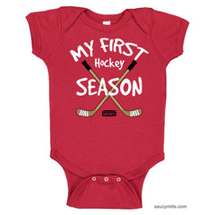 My First Hockey Season Infant Bodysuit red
