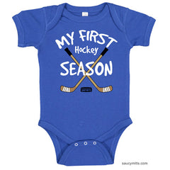 My First Hockey Season Infant Bodysuit royal blue