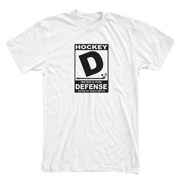 rated d for hockey defense shirt white