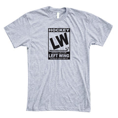 hockey rated lw for left wing shirt heather gray