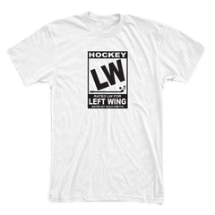 hockey rated lw for left wing shirt white