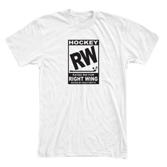 hockey rated rw for right wing shirt white