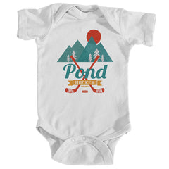 retro pond hockey infant onesie white