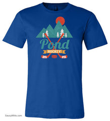 retro pond hockey youth shirt royal blue