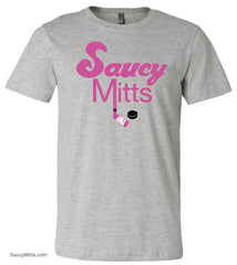 pink Saucy Mitts Hockey Youth Shirt heather gray