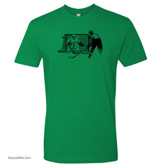 shot on net hockey shirt kelly green