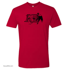 shot on net hockey shirt red