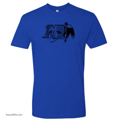 shot on net hockey shirt royal blue