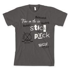 stick and puck time hockey shirt dark gray
