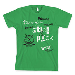 stick and puck time hockey shirt kelly green