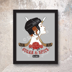 sugar and spice women's hockey print