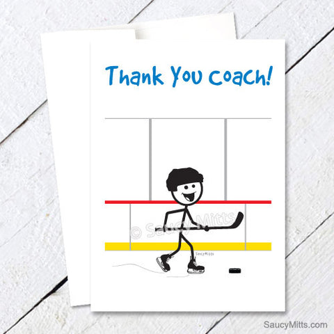 Thank You Hockey Coach Card - Stick Figure