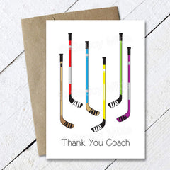 thank you hockey coach card hockey sticks