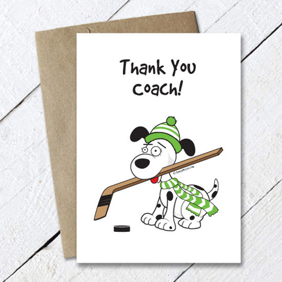 thank you hockey coach dog card