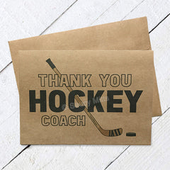 Thank You Hockey Coach Card - Stick and Puck
