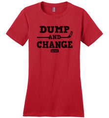 dump and change womens hockey shirt red
