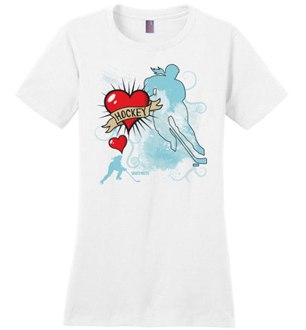 Women's Hockey Shirt Tattoo Heart Love