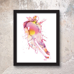 womens hockey watercolor poster print 8x10