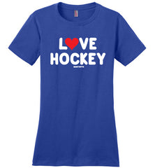 heart love hockey shirt royal blue