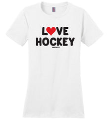 heart love hockey shirt white