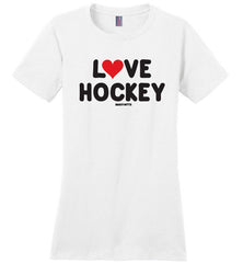 heart love hockey shirt white